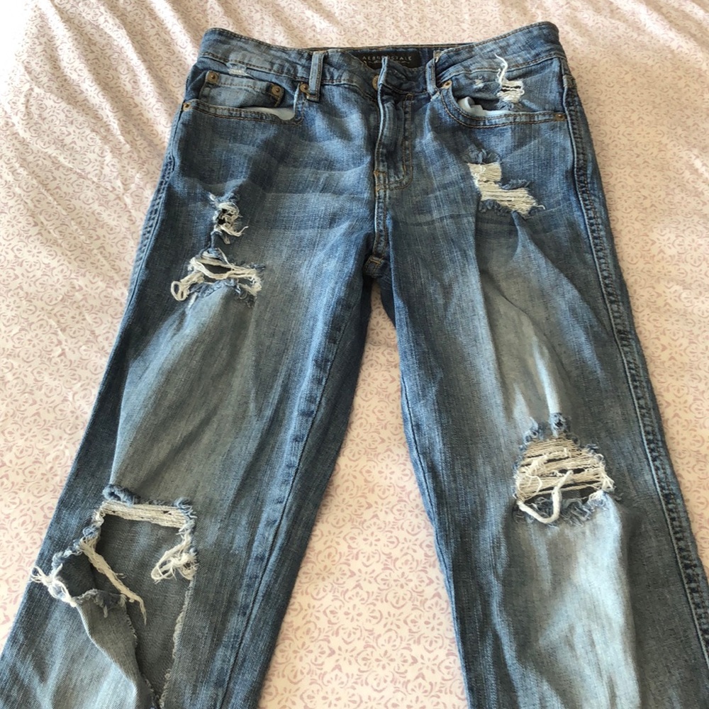 Ripped Aeropostale Girlfriend jeans.